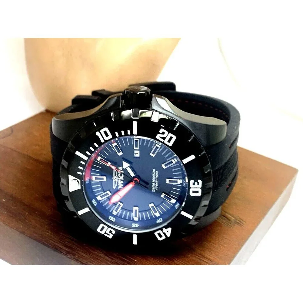 Invicta Men's Watch 30760 Pro Diver Quartz Red Black Dial Rubber Strap 52mm